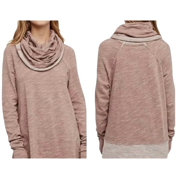 Free People Beach Coocon Cowl Neck Dusty Rose Pink Sweater, Size S, New w/o Tag - Picture 1 of 5